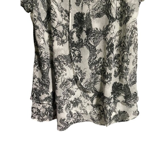 Tamara H Black & White Jungle Print Short Sleeve Top Size 2X - Picture 4 of 10